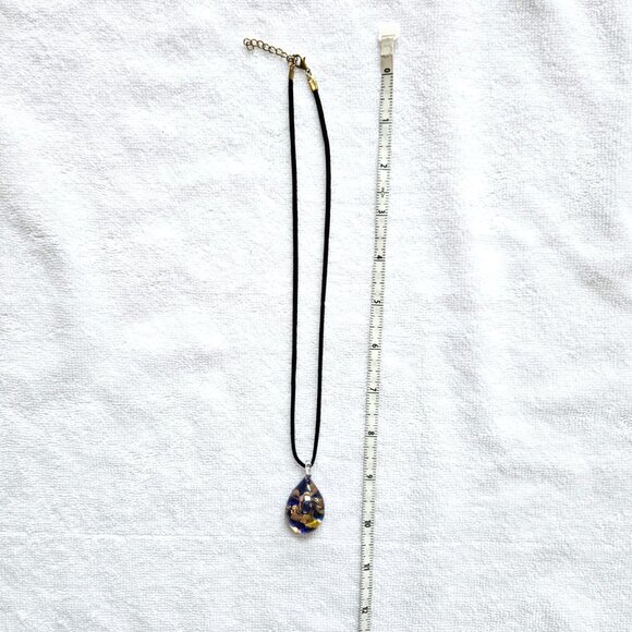 NECKLACE - Authentic Murano glass - unique blue & gold teardrop pendant - Picture 6 of 6